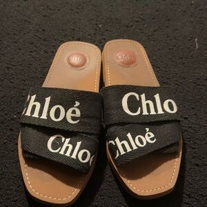 Chloe Woody flat sandal Black